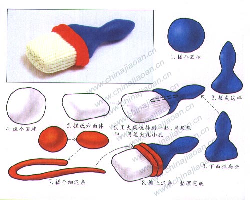 幼儿手工橡皮泥作品：刷子