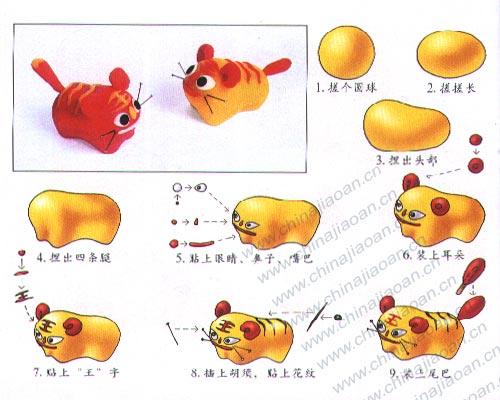 幼儿手工橡皮泥作品：布老虎
