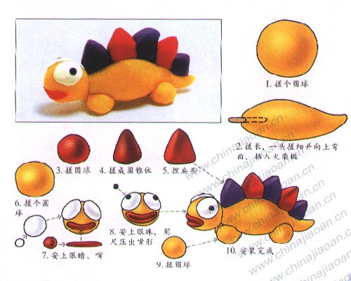 幼儿手工橡皮泥作品：恐龙