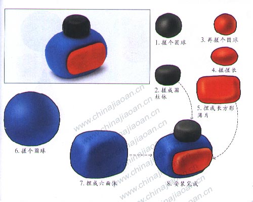 幼儿手工橡皮泥作品：墨水瓶