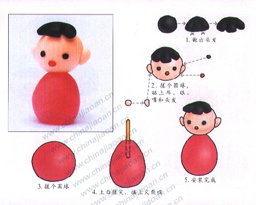 幼儿手工橡皮泥作品：小娃娃