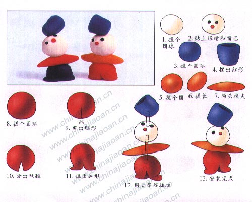 幼儿手工橡皮泥作品：演杂演员