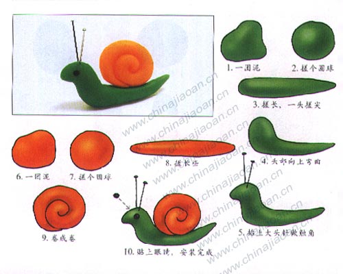 幼儿手工橡皮泥作品：蜗牛