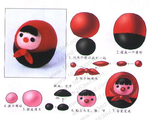 幼儿手工橡皮泥作品：蛋形娃娃2