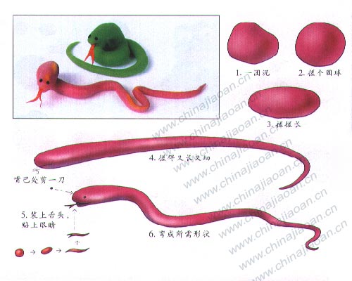 幼儿手工橡皮泥作品：蛇