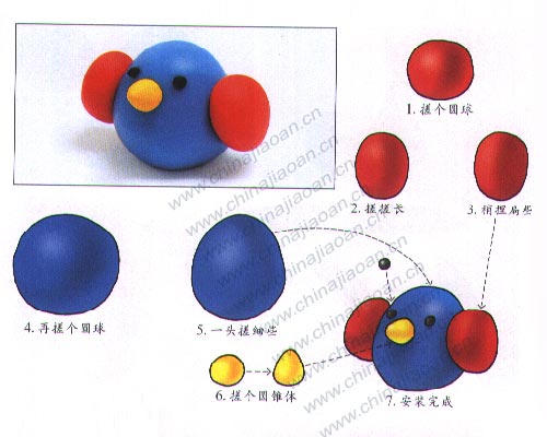 幼儿手工橡皮泥作品：小鸟