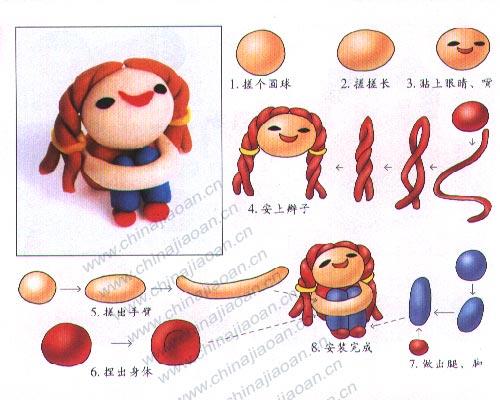 幼儿手工橡皮泥作品：小姑娘