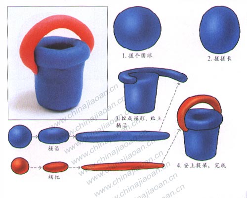 幼儿手工橡皮泥作品：水桶
