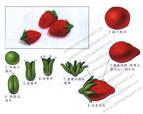 幼儿手工橡皮泥作品：草莓