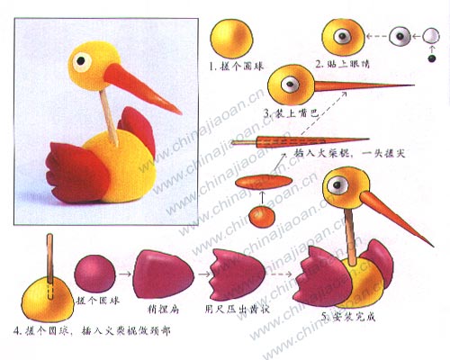 幼儿手工橡皮泥作品：水鸟