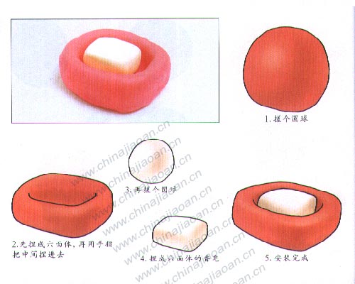 幼儿手工橡皮泥作品：肥皂盒