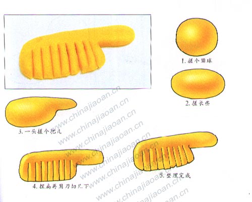 幼儿手工橡皮泥作品：梳子