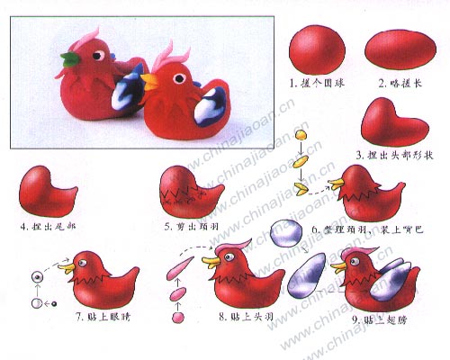 幼儿手工橡皮泥作品：鸳鸯