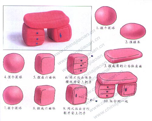 幼儿手工橡皮泥作品：写字台